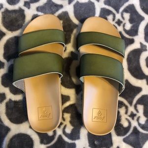 Reef green slide-in sandals